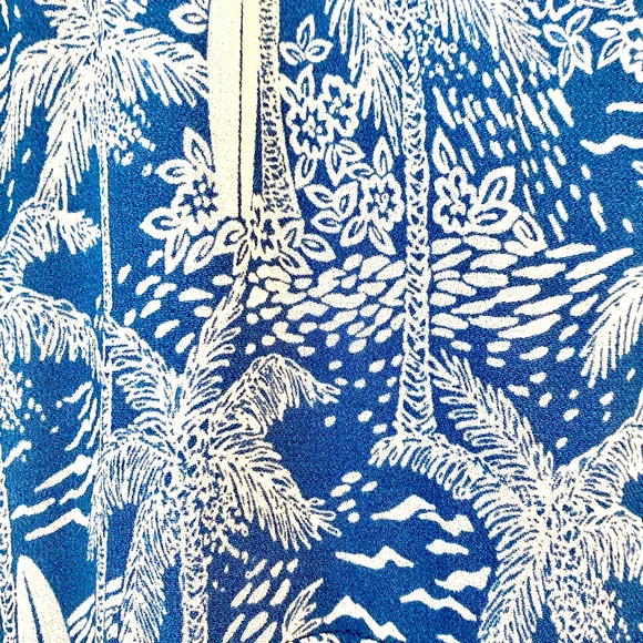 Reformation Nantes Tropical Ruffle Slit Midi Dress in Bali Print Blue - Picture 9 of 10